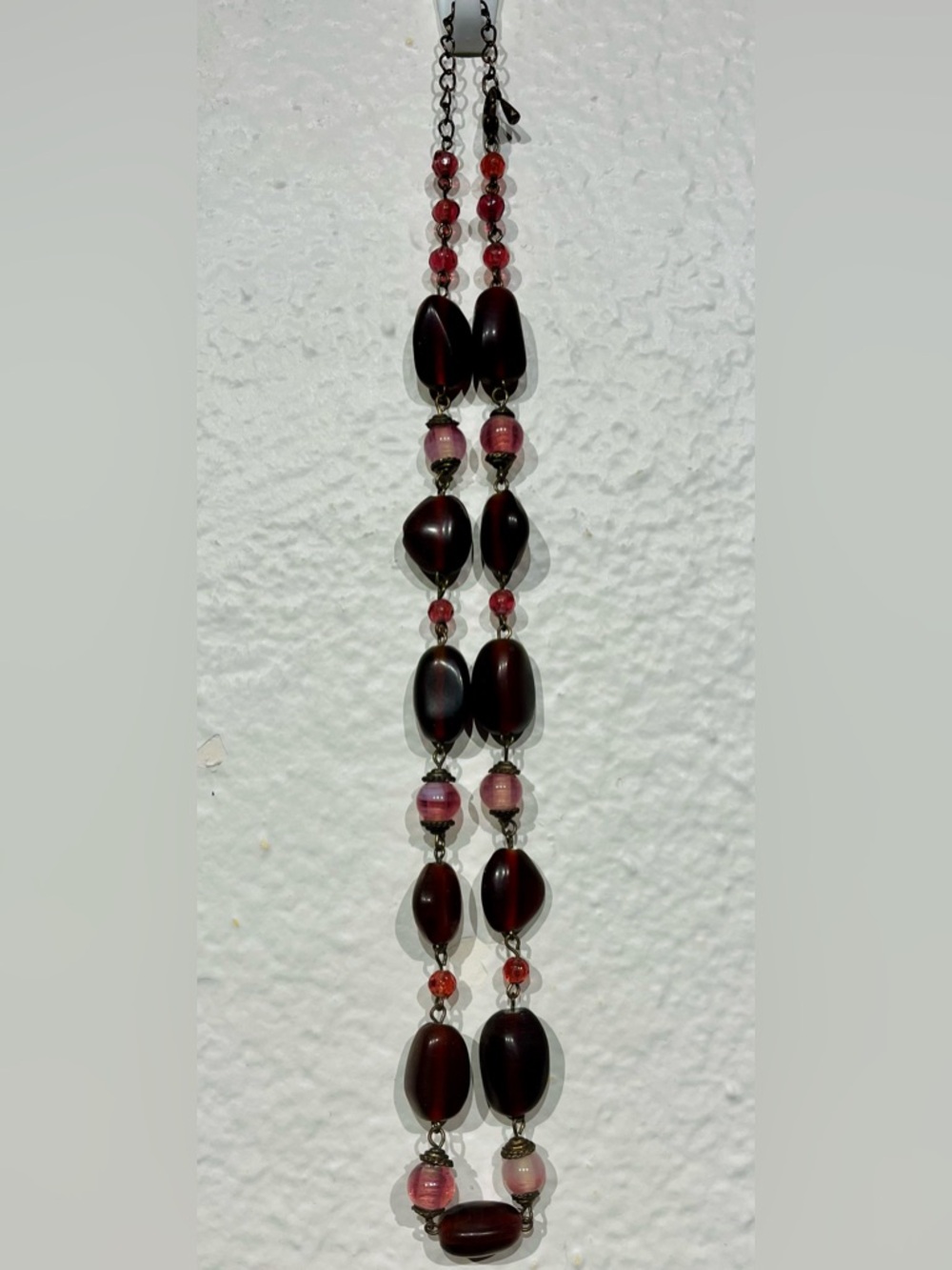 Vintage Handcrafted Dark Red Bead Necklace